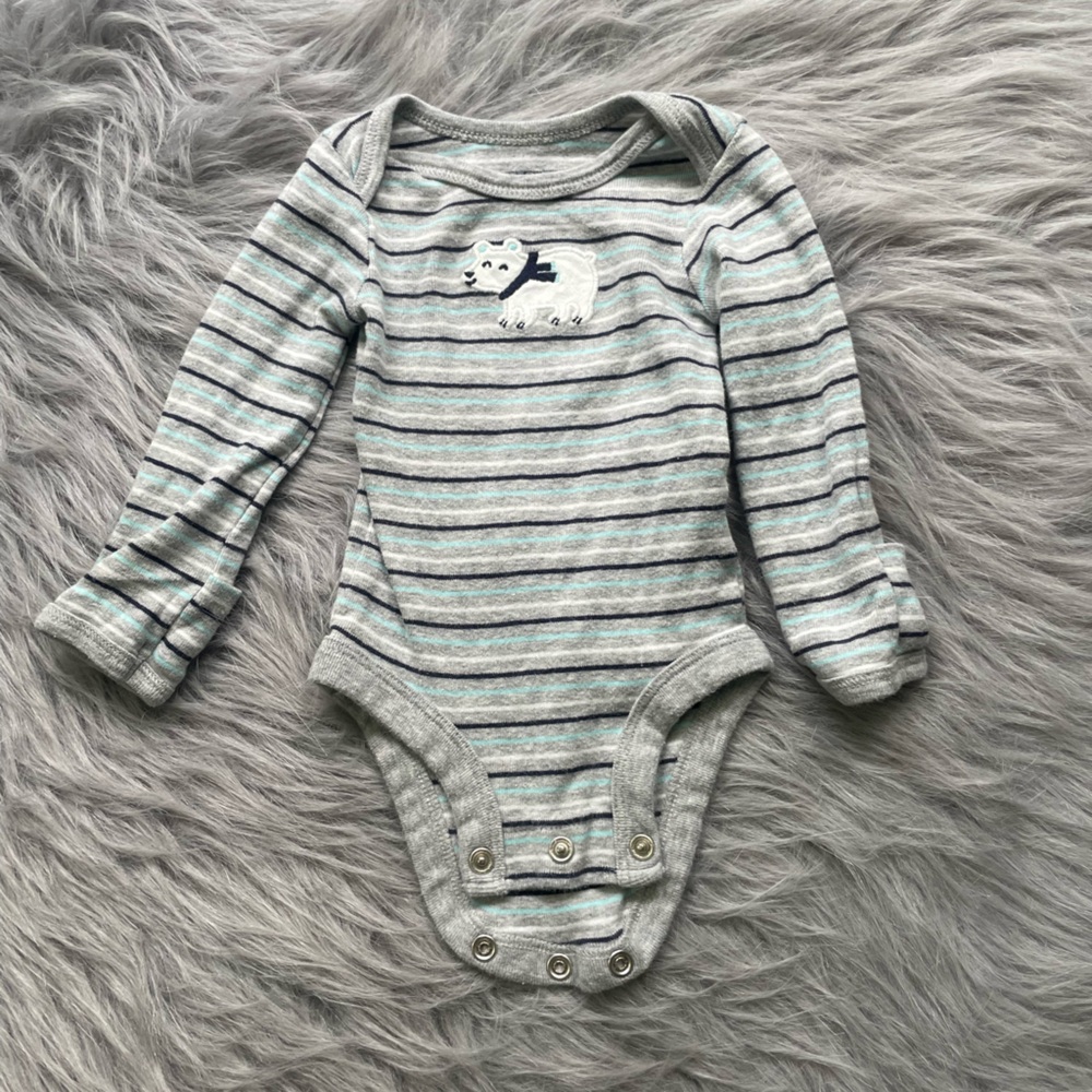 Carter's Gray and Blue Striped Baby Onesie
